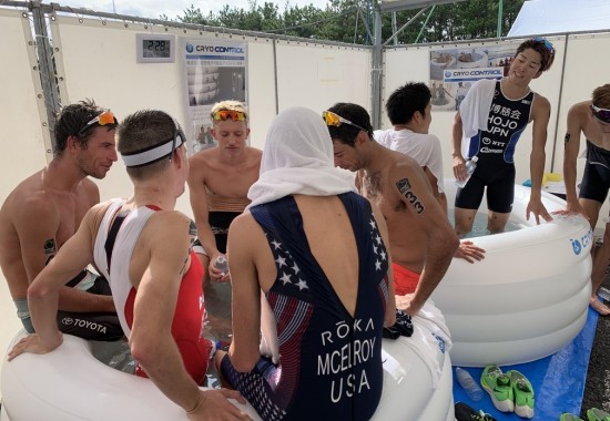 ITUトライアスロンワールドカップ宮崎大会にて選手たちに使用されているクライオコントロールのアイスバス